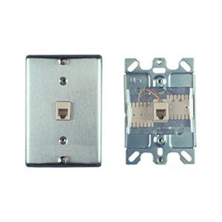 ALLEN TEL Wall Phone Outlet Jack, Stainless Steel, 8-Position, 8-Conductor AT630B-8